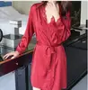 1620 femmes Satin soie femme dentelle Robe femme dentelle peignoir femmes Robes de nuit dames Sexy Robe pour les femmes livraison directe ► Photo 3/6