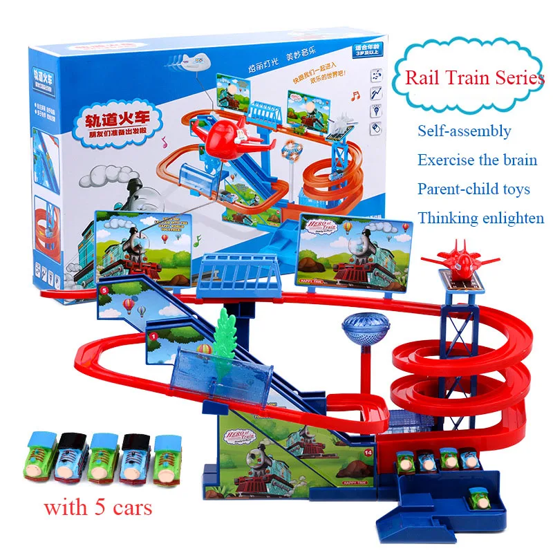 

New Hotsell Charging Version Of Small Train Track Children Assembled Track With Usb Line Fun Multi-layer Toys