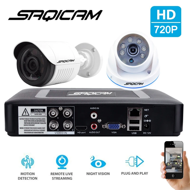 Saqicam 4CH 720 P CCTV камера системы AHD 1080N безопасности комплект для видеонаблюдения DVR 2