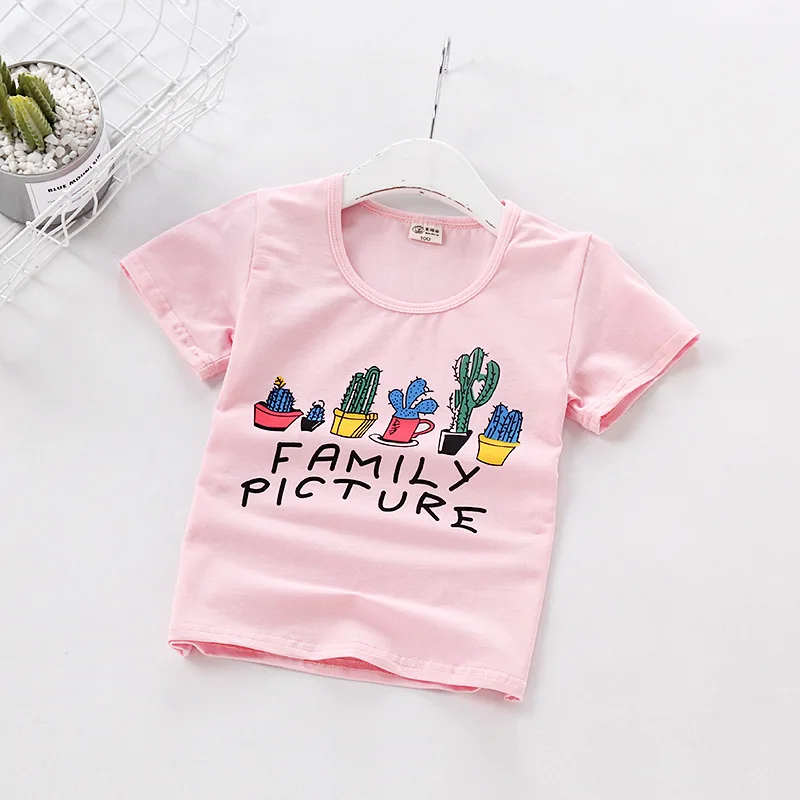 

2019 Summer Kids Tops Children Clothing Boys Girls T-shirt Cactus Cartoon Printed T-Shirts E Kids High Quality Short Sleeve Tees