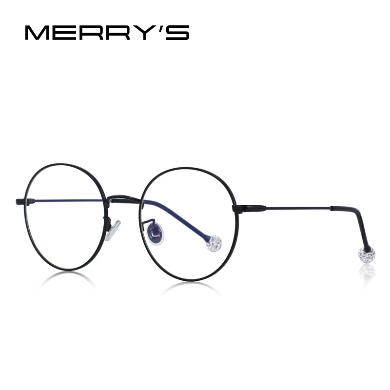 MERRYS дизайн для женщин модные круглые очки ретро синий светильник Блокировка оптические оправы S2090 - Цвет оправы: C01 Black