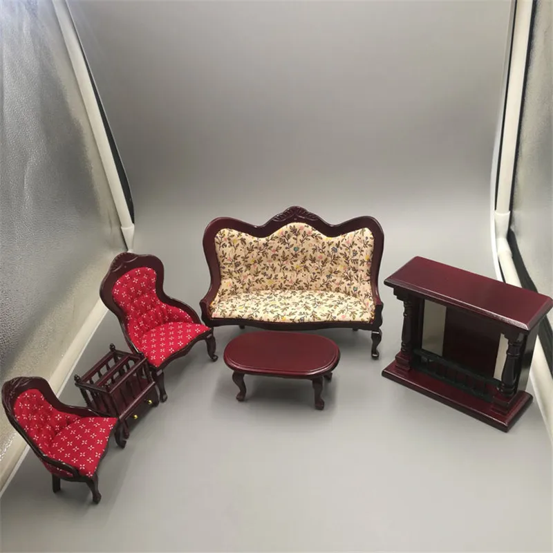 Dollhouse Wooden 1:12 Scale Fireplace Miniature Furniture Room Decoration