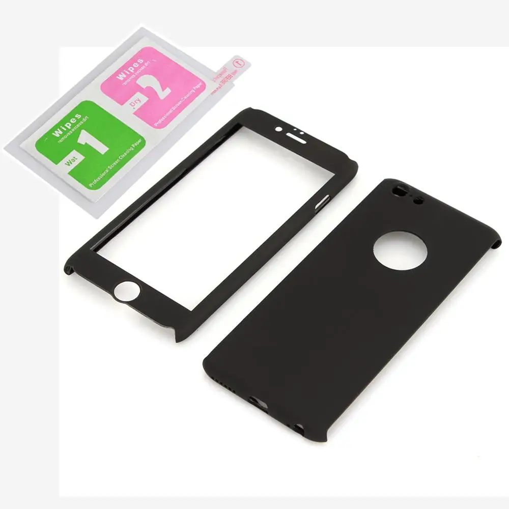 Ultra Thin Full Hard Case Cover & Tempered Glass Screen Protector for Apple iPhone 6S Black