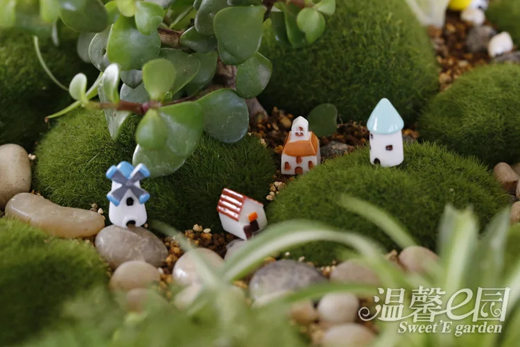 windmill house moss micro landscape ornaments multi meat decoration landscaping creative crafts house castle in figurines miniatures from home garden on