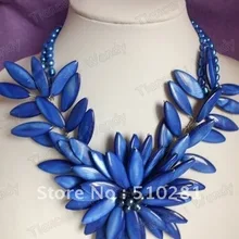 Модные жемчужные украшения-ярко-голубой цветок пресноводного жемчуга ожерелье для свадьбы или вечерние