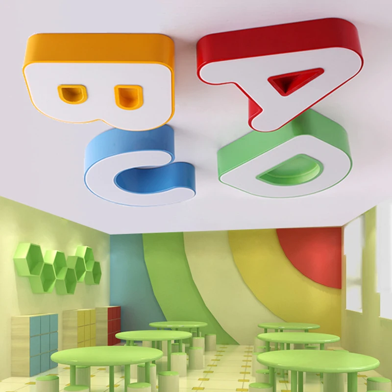 Modern LED ceiling lamp English alphabets cartoon lights ABC classroom boys girls children bedroom | Лампы и освещение