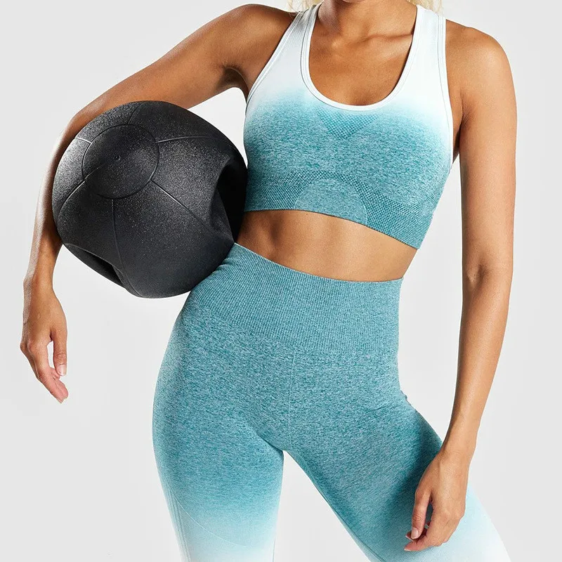 

Sports Bra High Stretch Breathable Top Fitness Women Padded for Running Yoga Gym Seamless Crop Bra Gradient Sport Bra