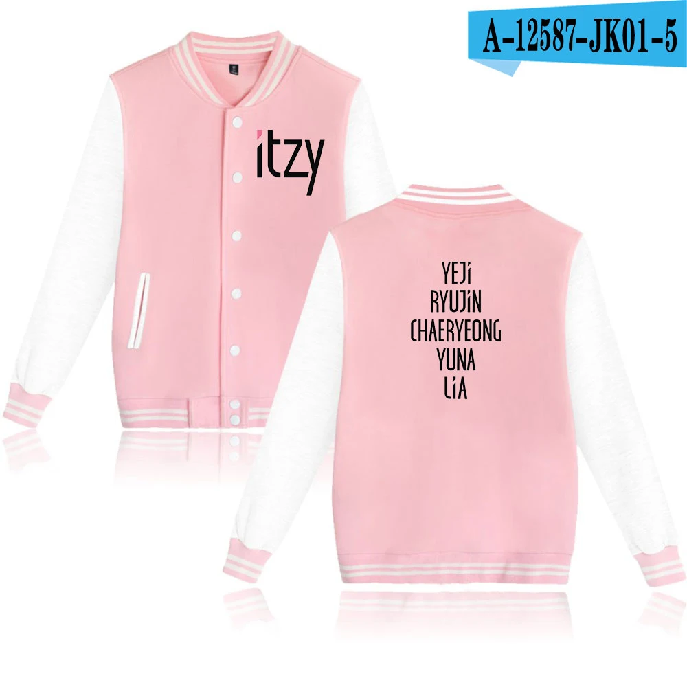 Itzy name/толстовки с капюшоном в стиле Харадзюку для женщин и мужчин, зимняя бейсбольная куртка кэжуал Modis Kpop, одежда больших размеров XXXXL k-pop - Цвет: pink
