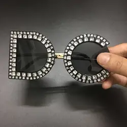 Солнцезащитные очки женские 2019 D G со стразами негабаритных Круглых Солнцезащитных очков Роскошные брендовые дизайнерские пластиковые
