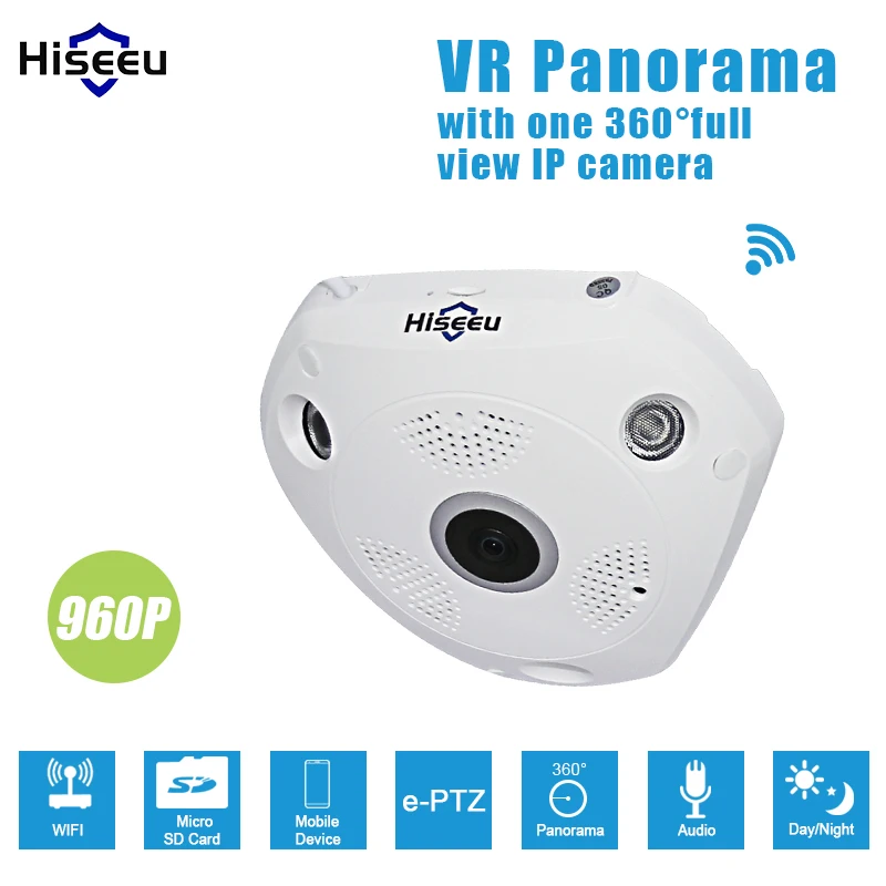 

HD 960P WiFi Panoramic Camera 360 Degree e-PTZ Fisheye Network IP CCTV Camera phone Remote audio VR camera