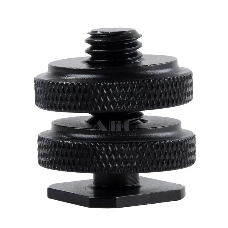 

3/8 Double Lock up and down Tripod Metal Screw to Flash Shoe Adapter Holder Mount Photo Studio Accessories