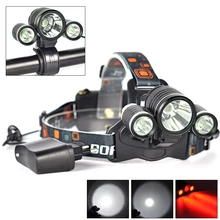 BORUIT 6000лм 3x XM-L T6 белый+ 2R5 красный светодиодный велосипедный головной светильник налобный фонарь+ зарядное устройство переменного тока