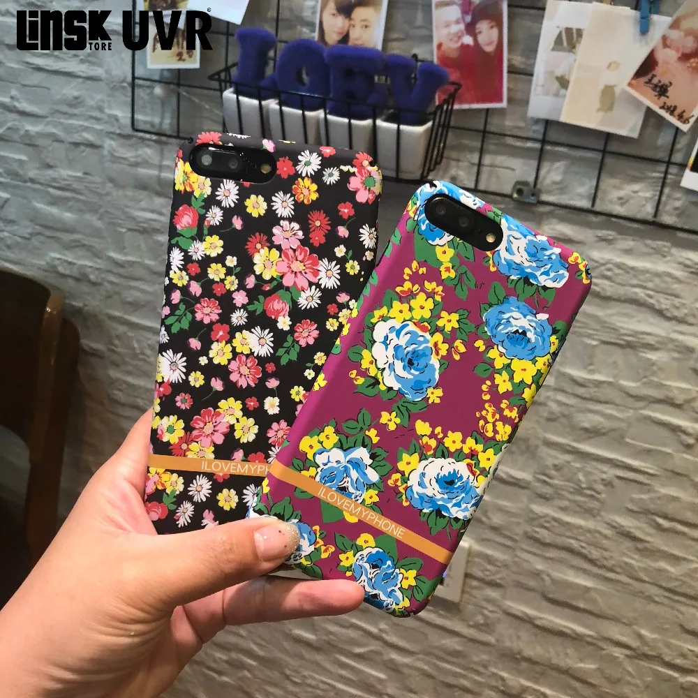 

Pastoral Style colorful flowers Matte Case For iphone 6 6S 7 8 plus X XS Candy color Hard PC Luminous Case Coque Fundas