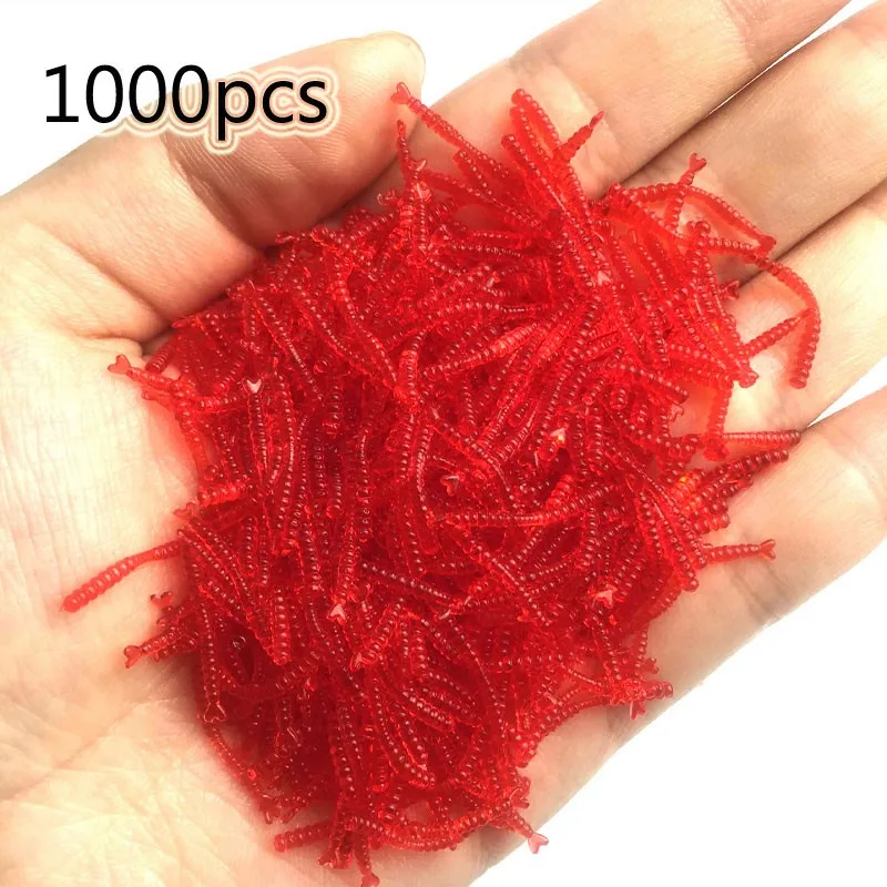 

1000Pcs 1.8cm Plastic Lures Artificial Carp Fishing Red Worms Bait Bionic Soft baits Lure Tackle Lifelike Fishy Silicon China