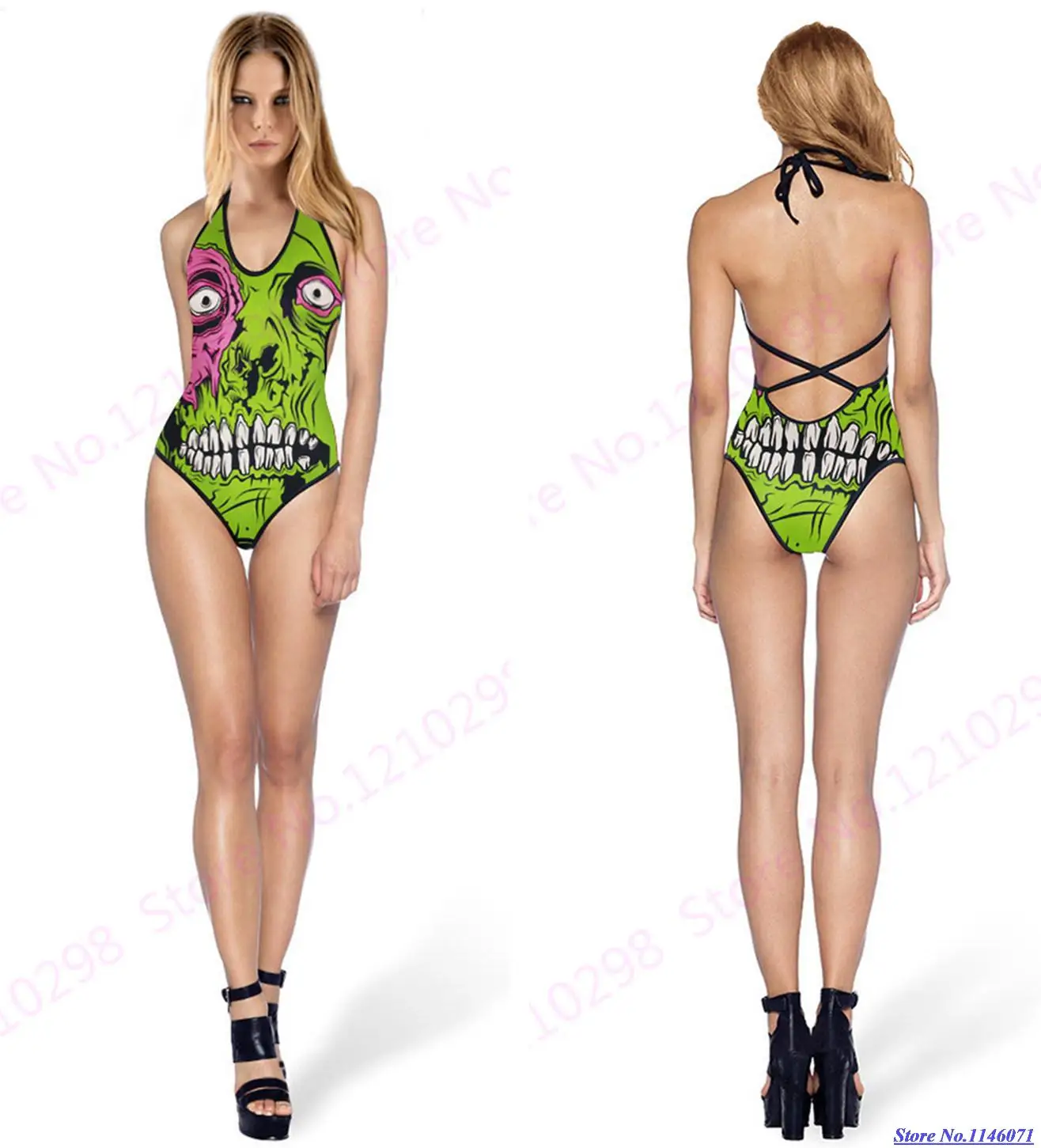 Buy Sexy Strappy Lace up One Piece Classic backless Bikini V neck Bathing Suits