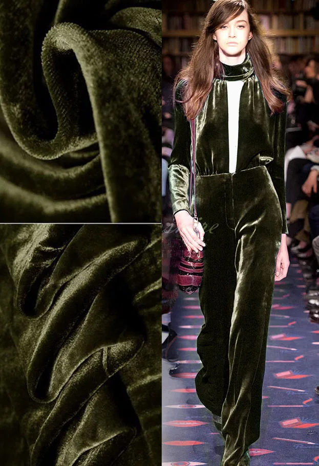 

Free France Wax Cotton Fabric High Quality Velvet silk Fabric Military green Dress Curtains tissu au metre Wholesale/Retail