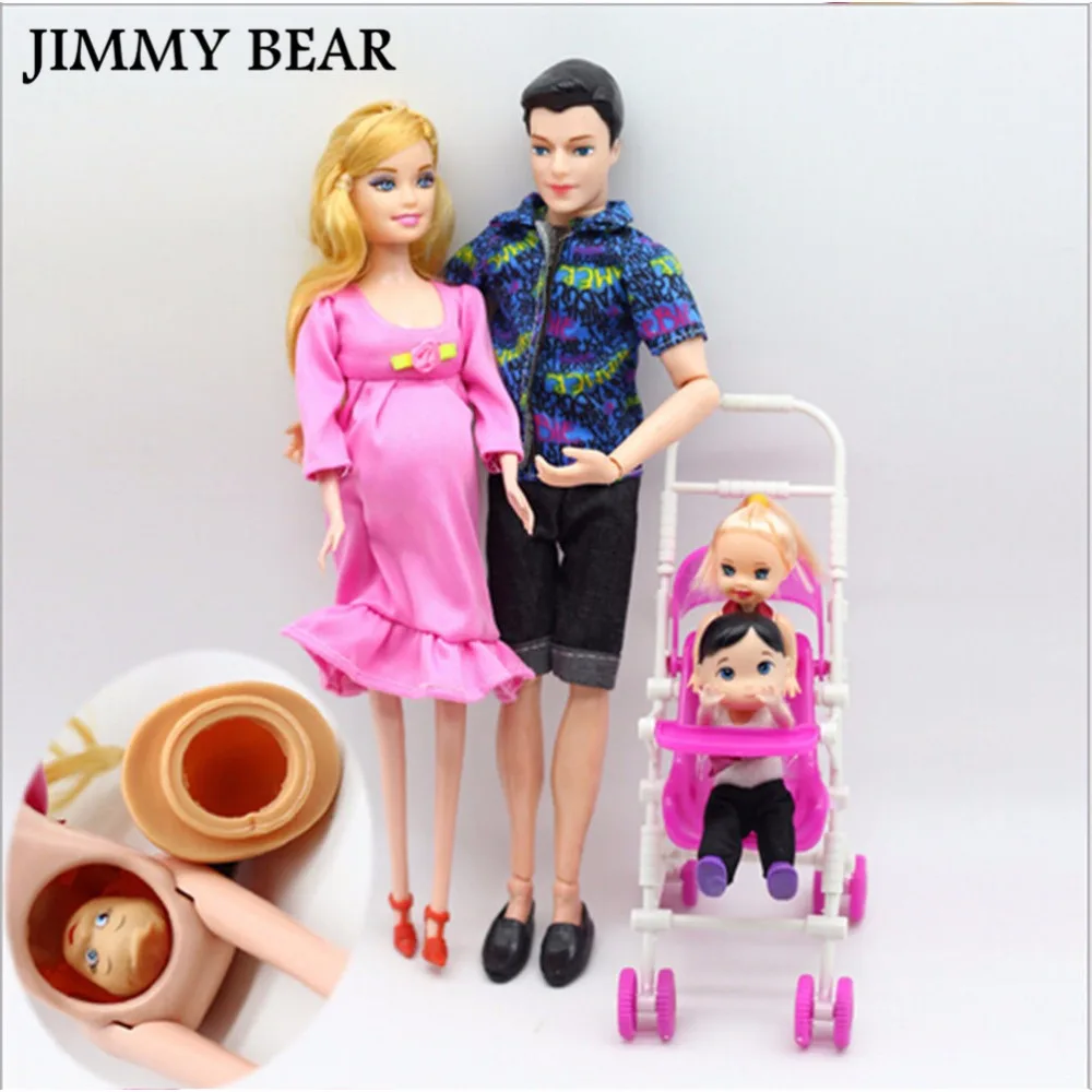 

Subcluster 6 Pcs/lot Dolls Family Educational Real Pregnant Doll Happy Family for Barbies