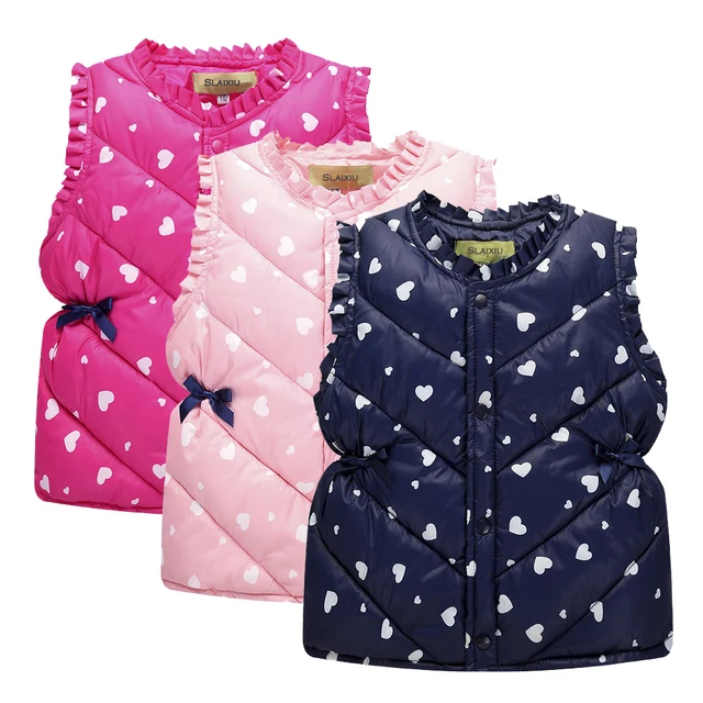 Cute Print Children's Vests Girls Seeveless Outerwear Jackets Cotton
