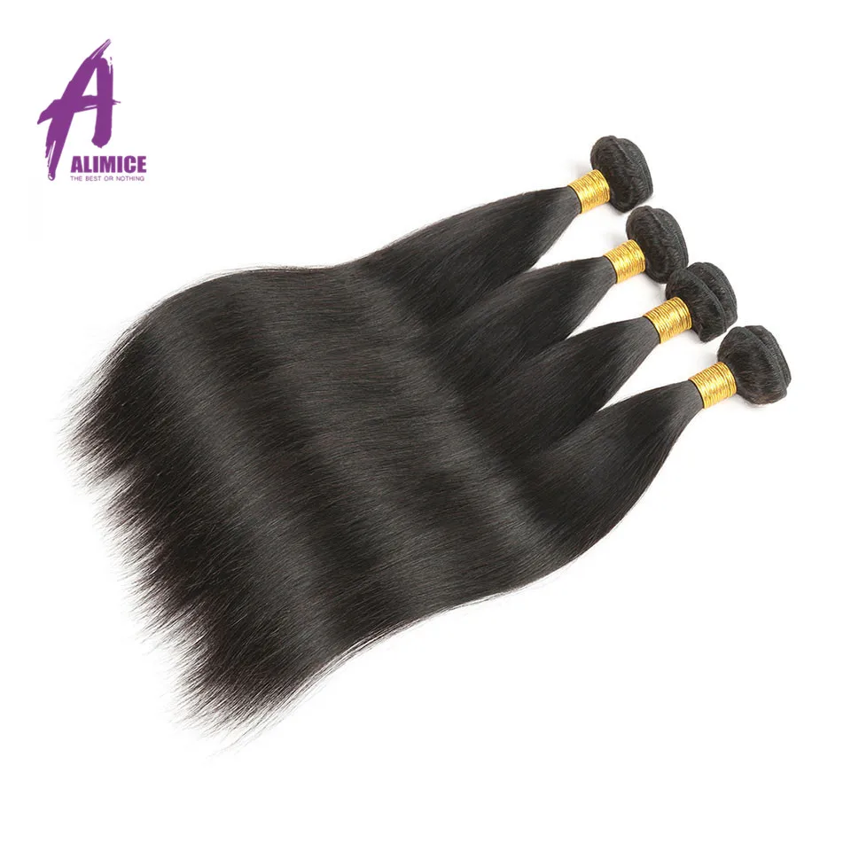 Alimice Brazilian Straight Hair Weave Bundles 100% Human Hair Bundles 8-30inch Natural Color 3Bundles Deal Remy Hair Extensions  (8)