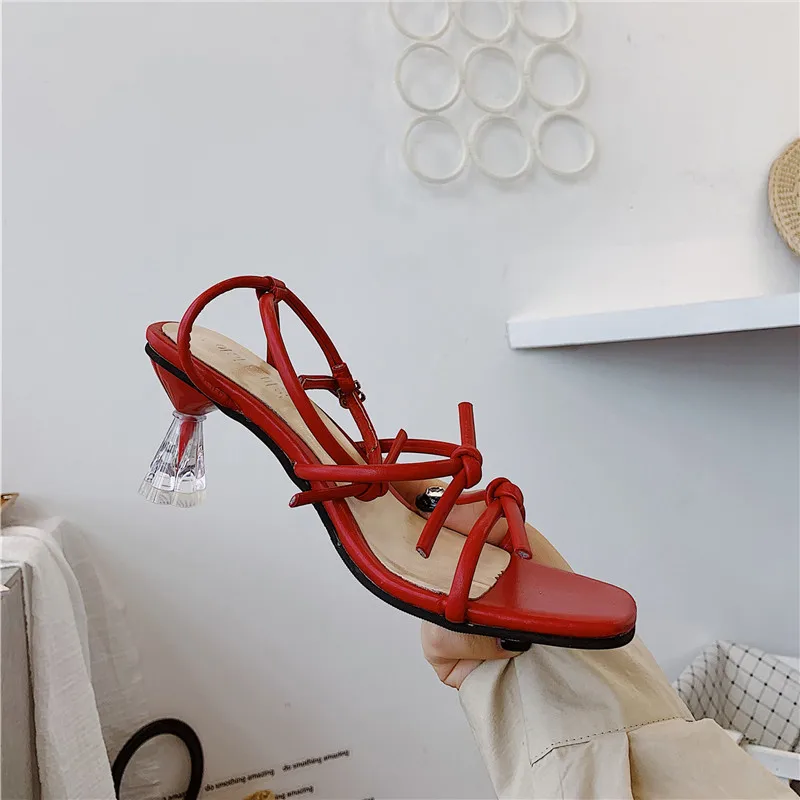 

Med High Heel Sandal For Women Flip Flops Platform All-Match Block Heels Beige Heeled Sandals Bow Shoes 2019 Summer Buckle