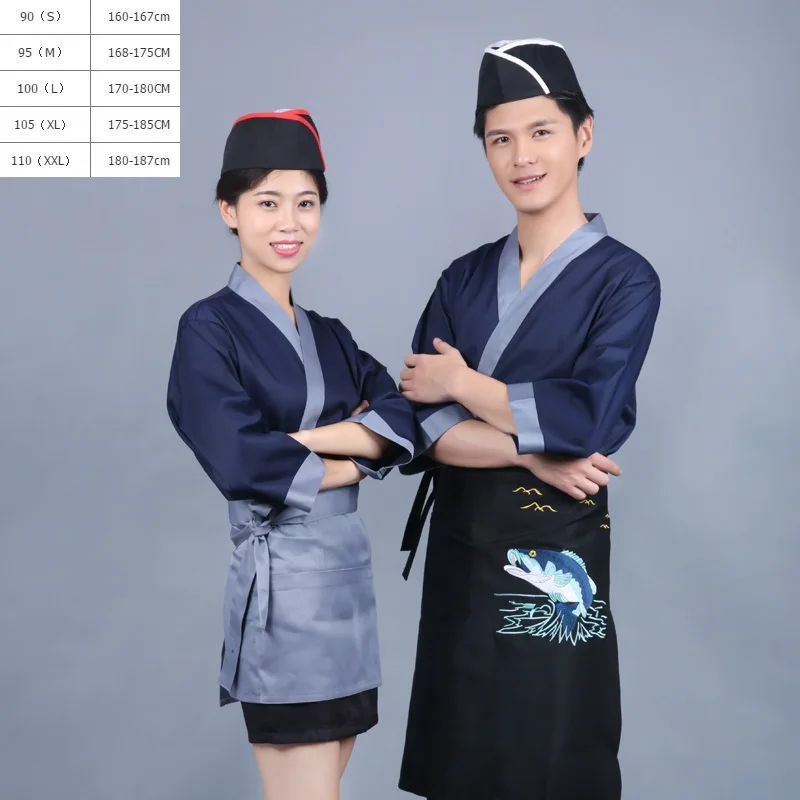 (10sets-Hat-Apron-Shirt) кимоно рабочая одежда японские суши кухня шеф-повар отель Корея Комбинезоны Униформа толстый стиль плита одежда