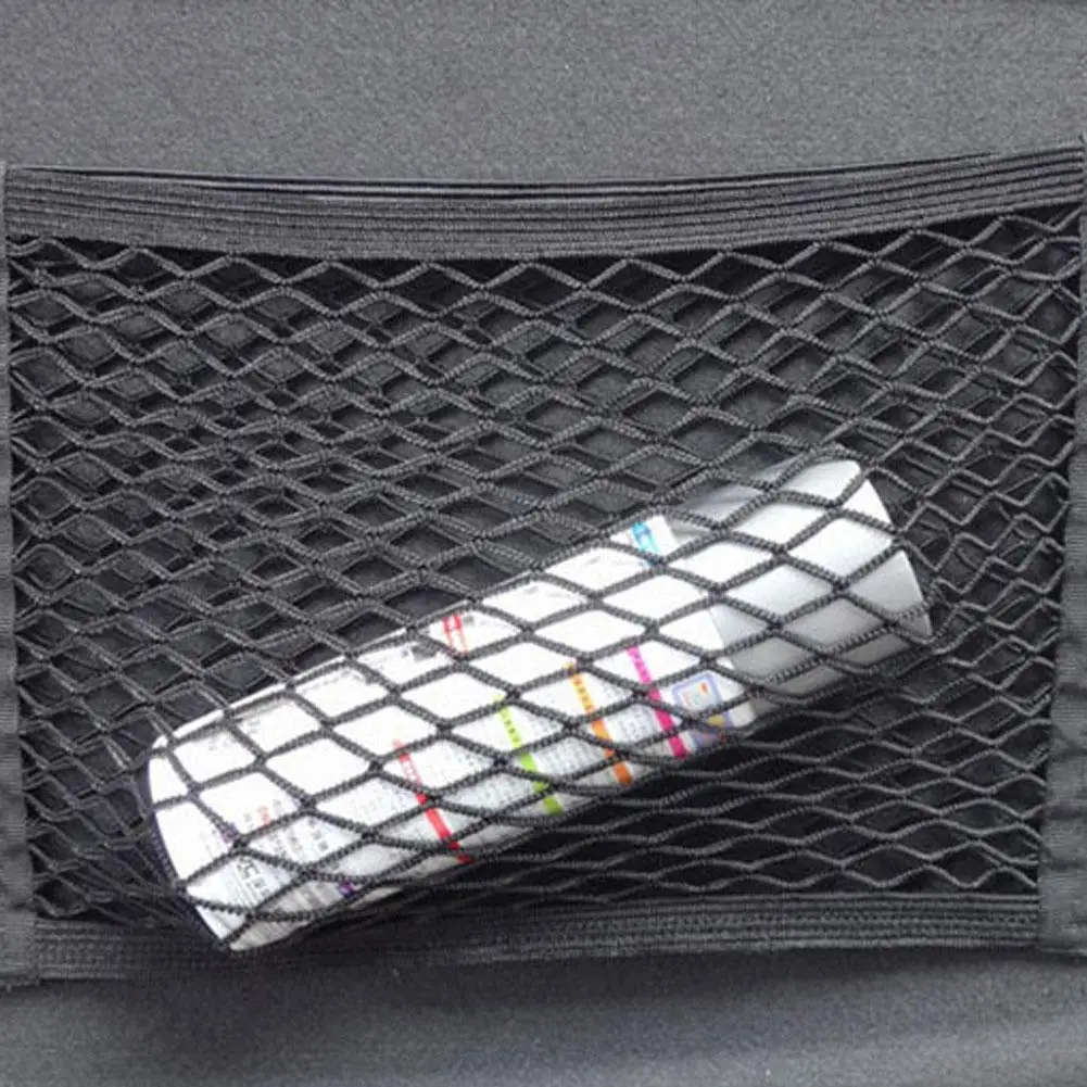 

Car Back Rear Trunk Seat Elastic String Net Mesh Double Pocket Storage Bag Pouch