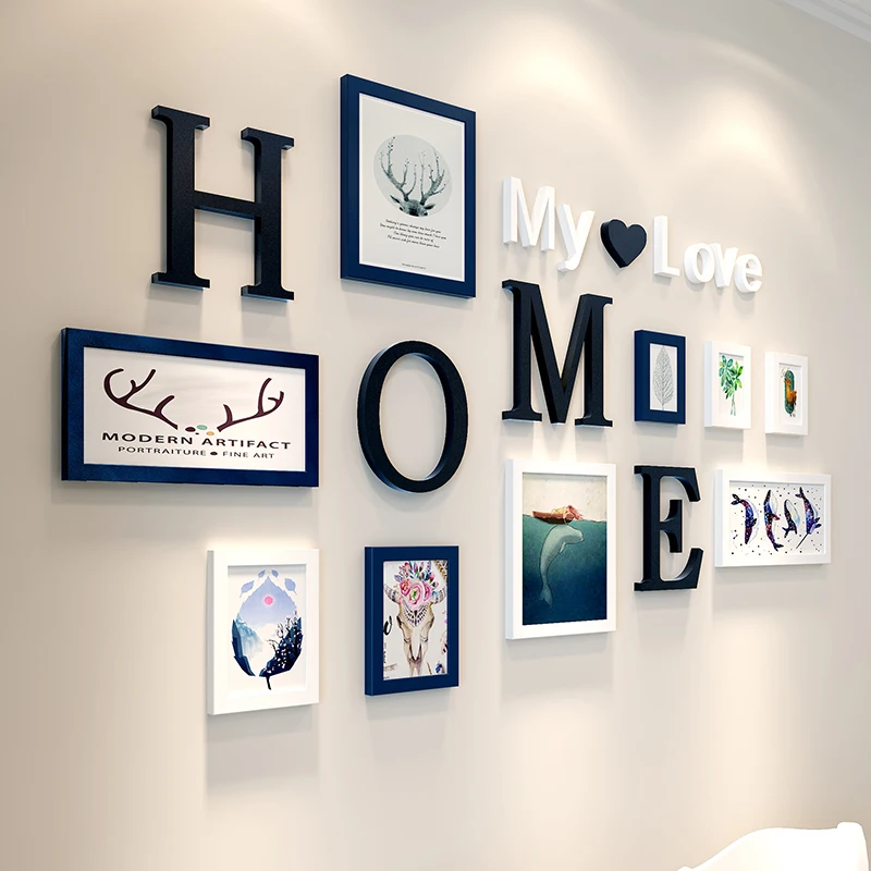 European Stype Home Design Wedding Love Photo Frame Wall Decoration Wooden Picture Frame Set Wall Photo Set