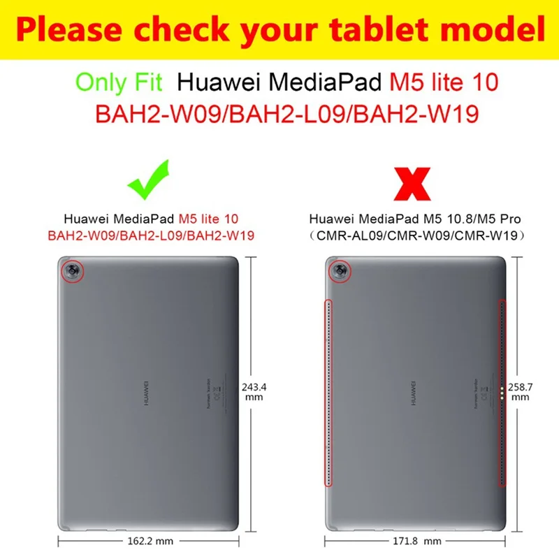 Мягкий чехол из искусственной кожи для Huawei MediaPad M5 lite10 BAH2 L09/W09 10 1 дюймов Чехол