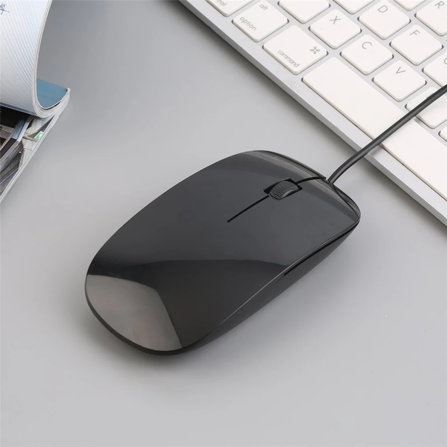New Simple Ultra Thin Wired Mouse 3 buttons 1200DPI USB Optical Mouse