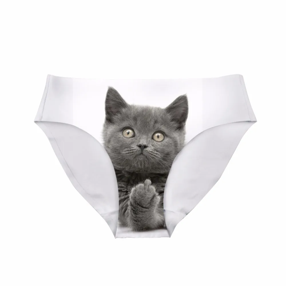 

FORUDESIGNS Cute Middle Finger Cat Prints Women Sexy Traceless Panties Fashion Female Underwear Ultra-thin Underpants Plus Size
