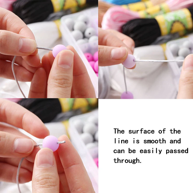 Nylon Rope 20mm Satin Cords DIY String Accessary Baby Silicone Teething Baby Teether Necklace Rattail Cord DIY Pacifier chain