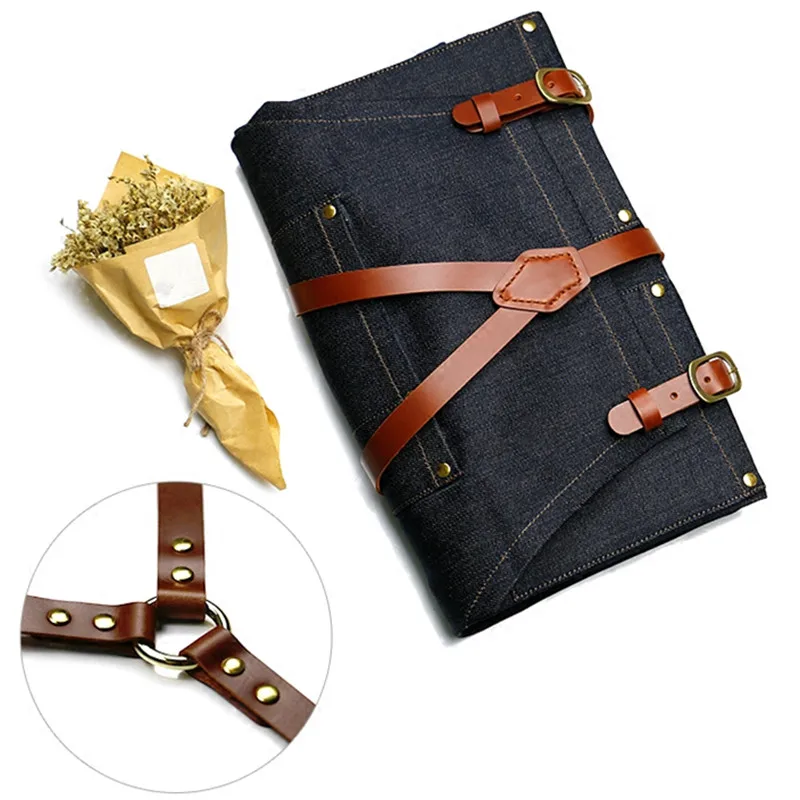 Denim Apron Leather Strap K54B-12
