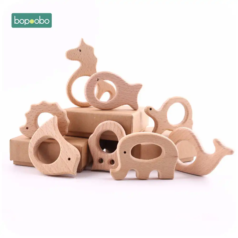 wooden animal rattle