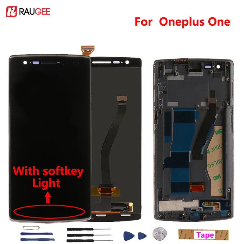 Для Oneplus One ЖК-дисплей+ кодирующий преобразователь сенсорного экрана в сборе Замена для One plus One с софтклавишным освещением светильник