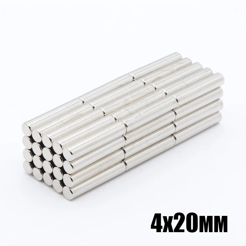 

100Pcs 4 x 20 mm NdFeB Strong Round Cylinder Magnets 4x20 mm Rare Earth Neodymium Permanent Magnet Powerful Magnet 4*20 mm