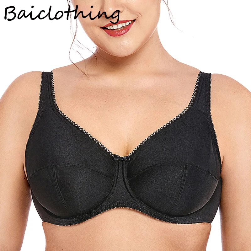 

BAICLOTHING Plus Size Womens Full Coverage Firm Support Control Underwire Non-padded Big Size Bra 34 36 38 40 42 D DD E F G H