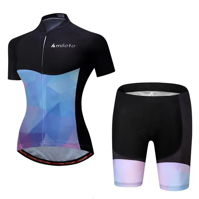 Reflective Cycling Set Women's Mountain Bike Jersey & Spandex Shorts