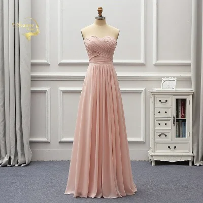 Robe De Soiree пыльно-розовое шифоновое длинное платье подружки невесты, винтажное женское вечернее платье Sukienka Wesele BR06 - Цвет: Dusty Pink