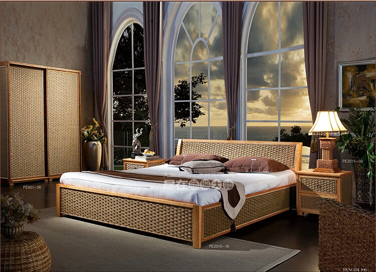 2016 Новый Дизайн Мода Досуг ротанговая кровать, мебель для спальни без подушек