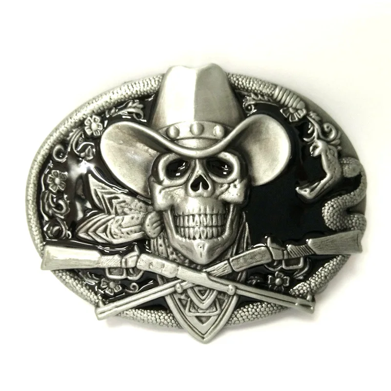 Western Cowboy Skull Belt Buckle Metal Big Buckle For Mens Belts