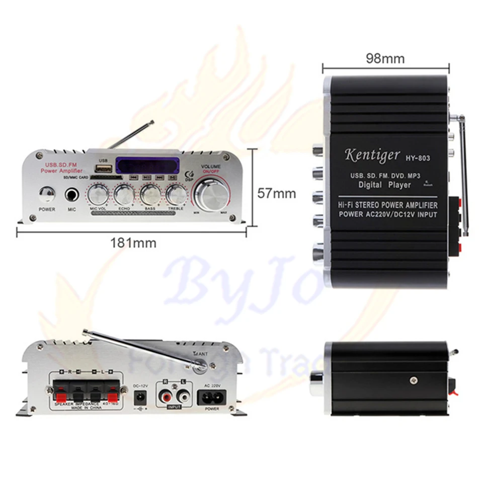 Мини усилитель HY803 для автомобиля с поддержкой Bluetooth 40/40 Вт|amplifier 40w|bluetooth amplifiermini