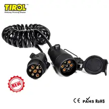 Tirol 7 Pin Trailer Plug to 7 Pin Plastic Socket T25866b Male to Female with 2.5M Extension Spring Cable Connector for Europe