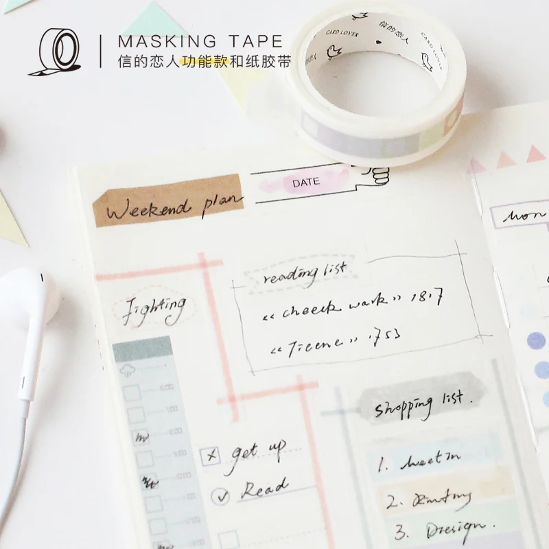 

1pc Light Color Washi Tape Decorative Adhesive Tape Diy Scrapbooking Sticker Label Stationery School Supplier