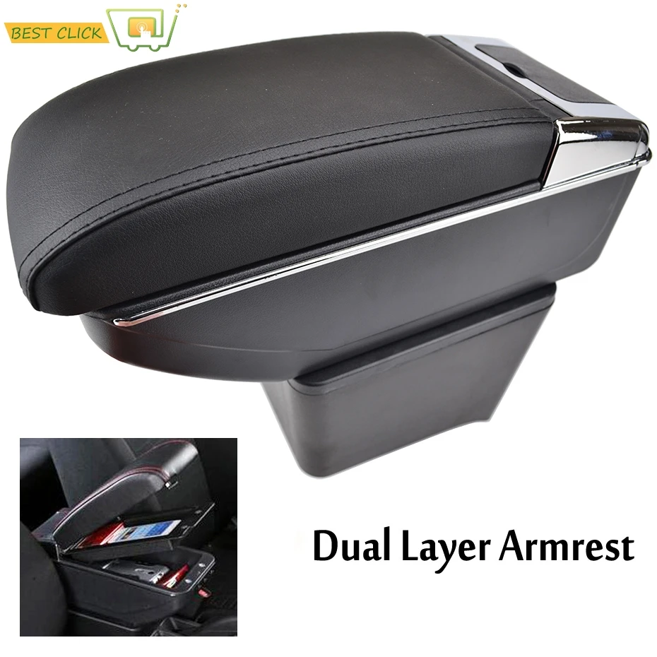 

Storage Box Center Console Leather Cup Holder Dual Layer Armrest Arm Rest For Volkswagen Polo 9N 2002-2009 2005 2006 2007 2008