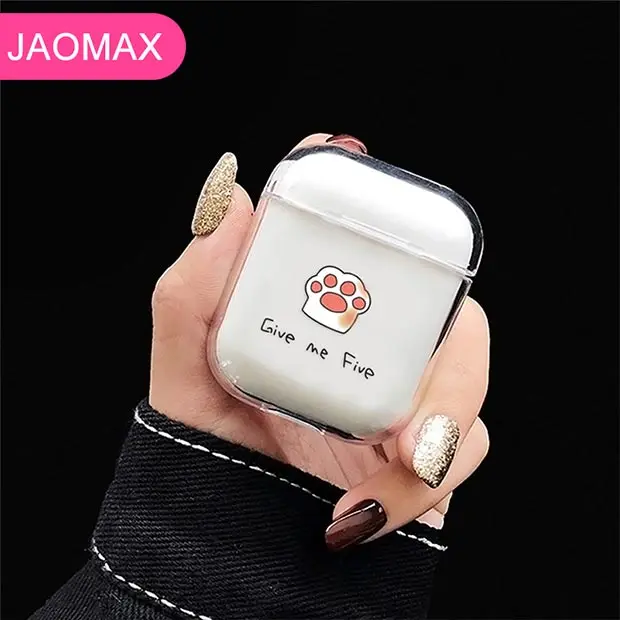 Жесткий прозрачный чехол Jaomax для наушников из поликарбоната с рисунком кошачьей