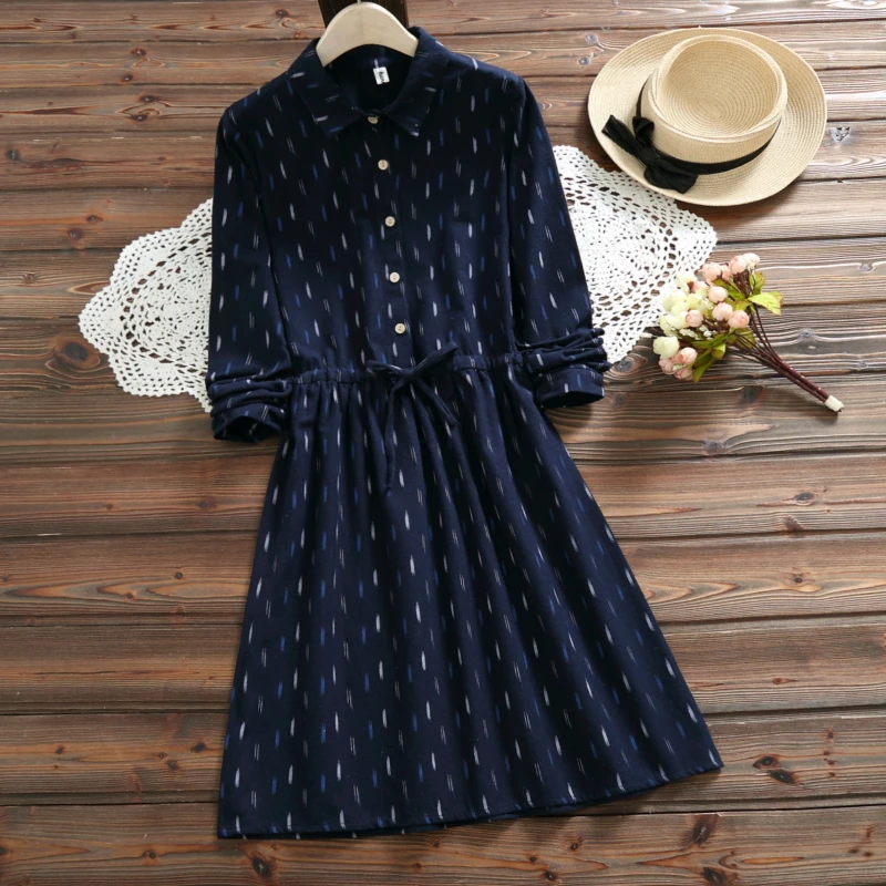 

2018 autumn dress for women new style casual long sleeve cotton dress