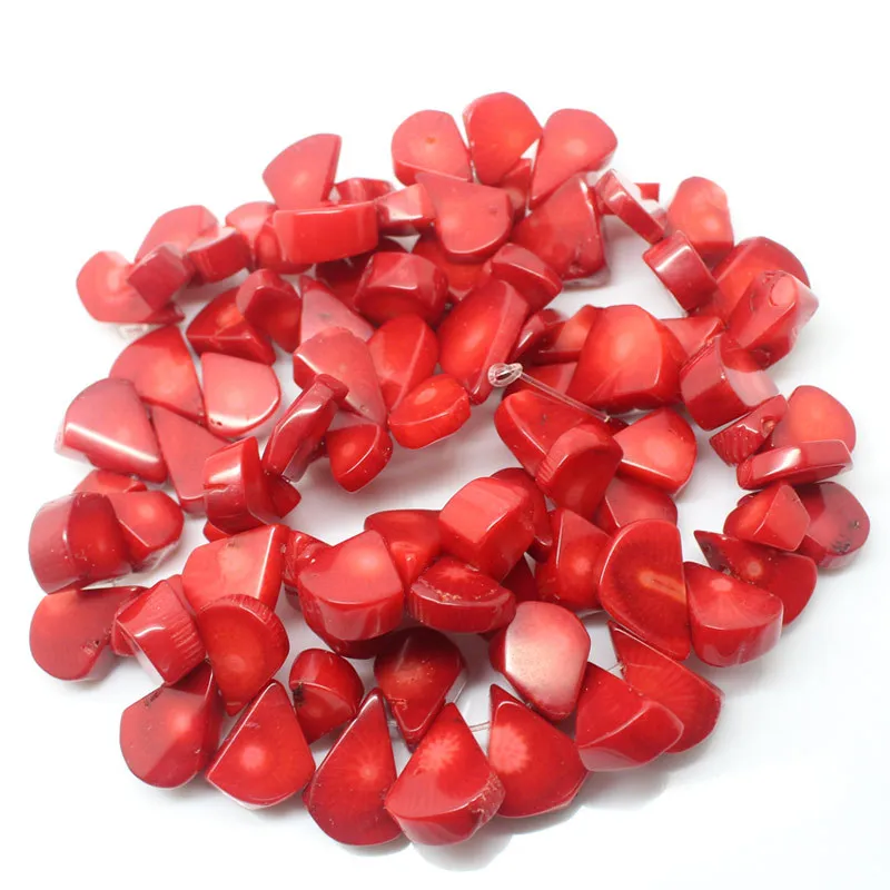 

10~16mm Red Coral Raindrop melon seed Falt Teardrop Loose Beads 15"