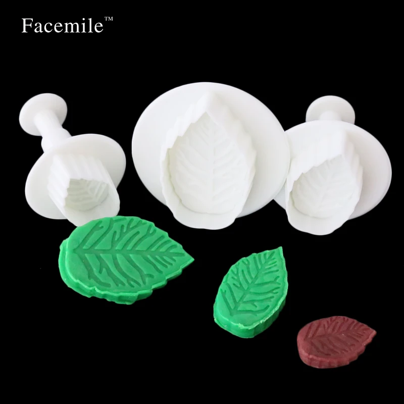 

Facemile 3pcs Fondant Rose Leaves Mold Cake Cutter Cookies Sugarcraft Decorating Tool Cake Baking DIY Tools Cake Cutters 01067