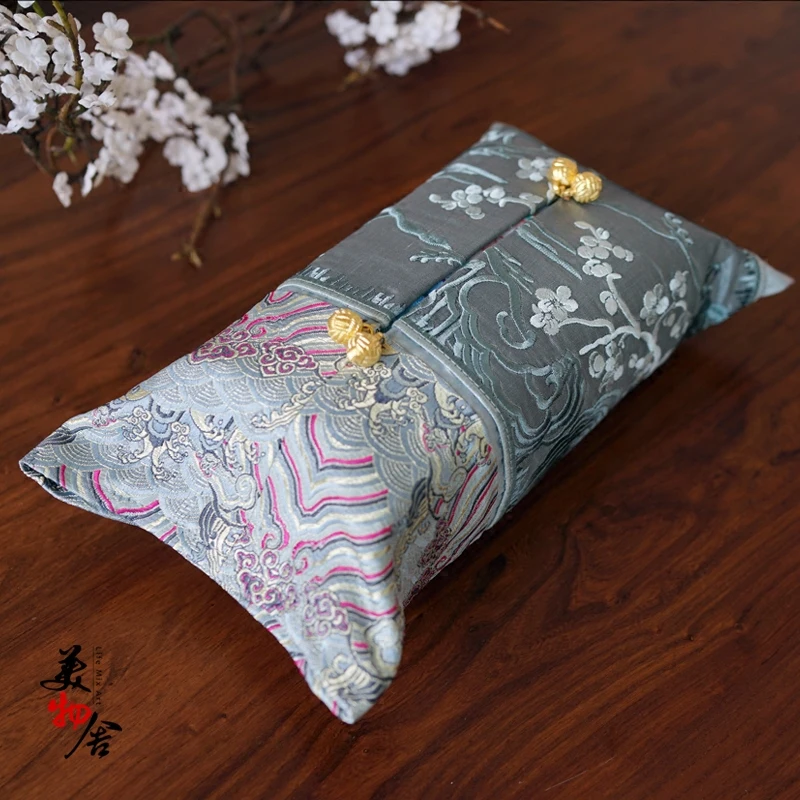 Freeshipping New Landscape Style Cotton Customized Wedding Room Car Hotel Decorative Embroidery Tissue Box Napkin Holder Cover