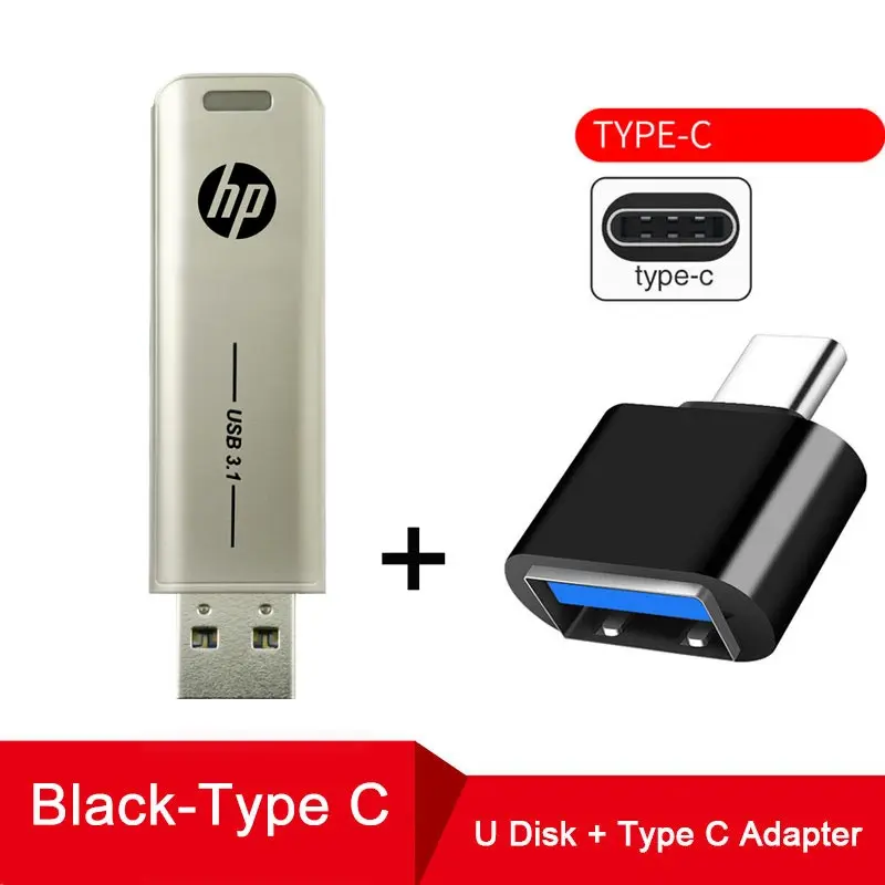 USB флеш-накопитель hp, 256 ГБ, флеш-накопитель, usb 32 ГБ, 64 ГБ, 128 ГБ, 512 ГБ, металлический USB накопитель, индивидуальный подарок, персональный, сделай сам, флеш-накопитель - Цвет: x796w-TYPE-C-B